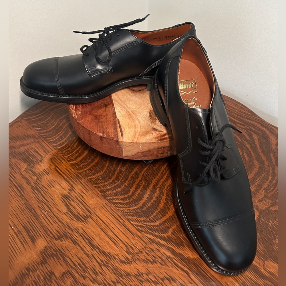 Vintage Hartt Black Calf Leather Derby Dress Shoes Size 12
